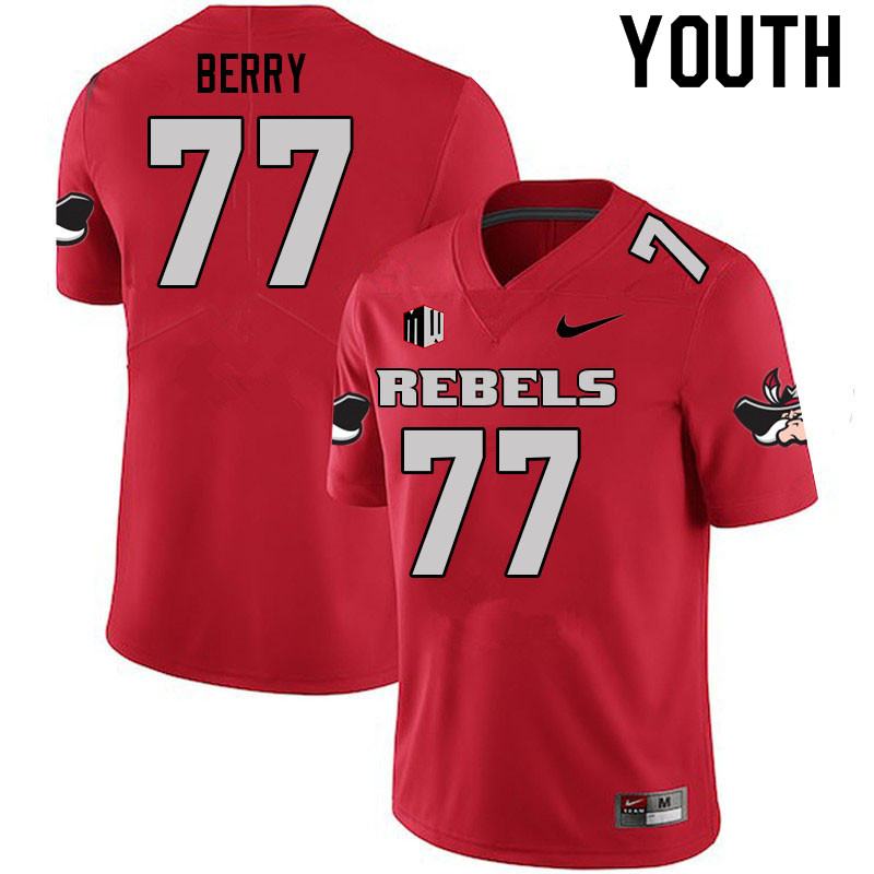 Youth #77 Anthony Berry UNLV Rebels College Football Jerseys Sale-Scarlet - Click Image to Close